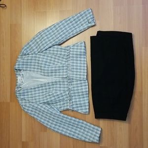 Jaclyn Smith Tweed Blazer with Fringe and Tweed Black Skirt Suit Size L